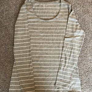 Lands End Gray/White Scoop Neck Tee